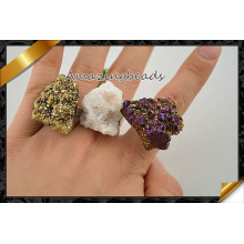 Raw Rock Quartz Druzy Beads Rings, Geode Ring Jewelry Wholesale (FR011)